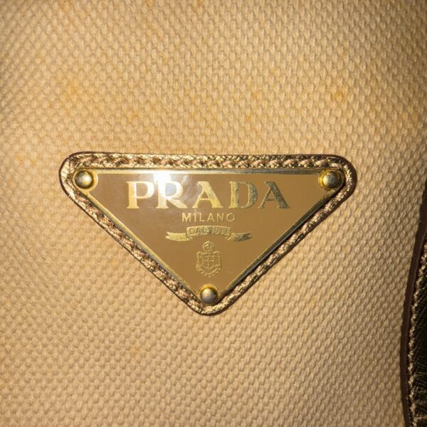 Prada Saffiano Trimmed Canapa Bauletto - Image 9