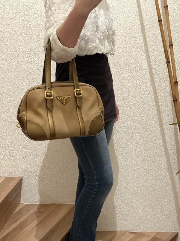Prada Saffiano Trimmed Canapa Bauletto - Image 11
