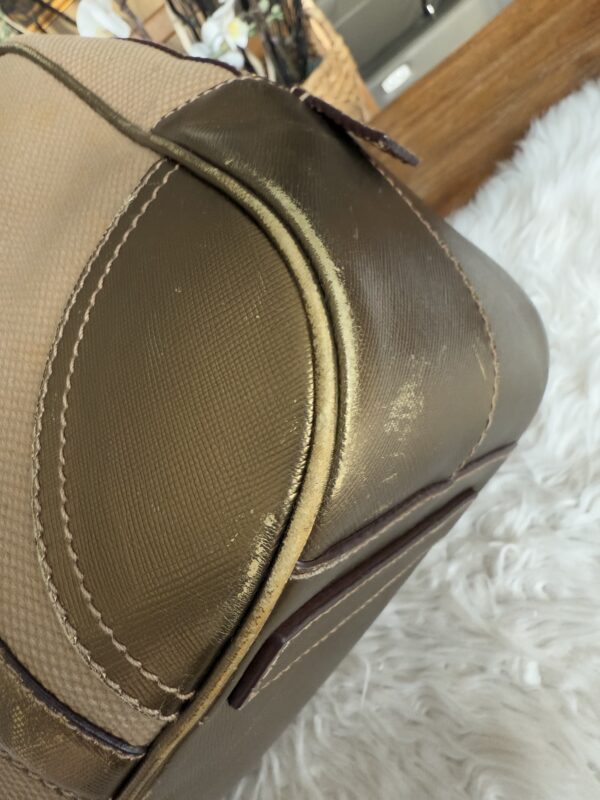 Prada Saffiano Trimmed Canapa Bauletto - Image 5