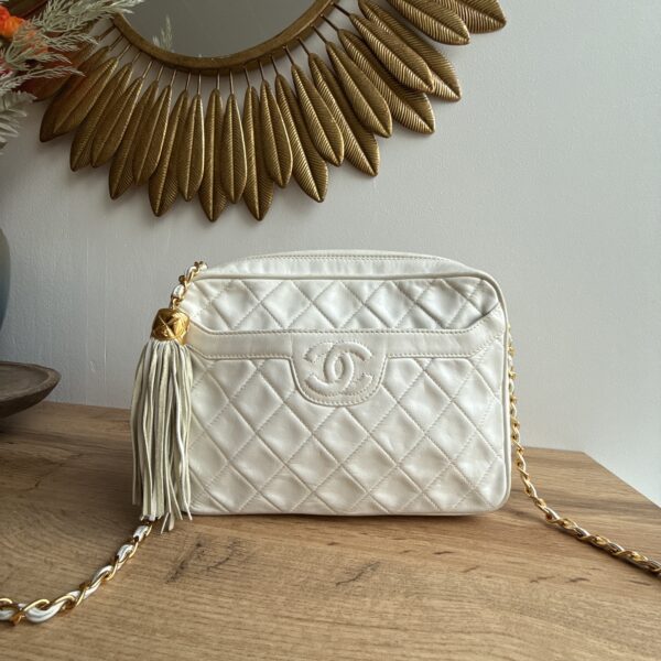 Chanel Tassel Camera Bag Lambskin White - Image 2