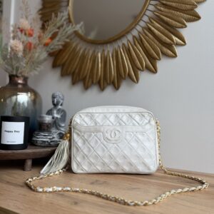 Chanel Tassel Camera Bag Lambskin White