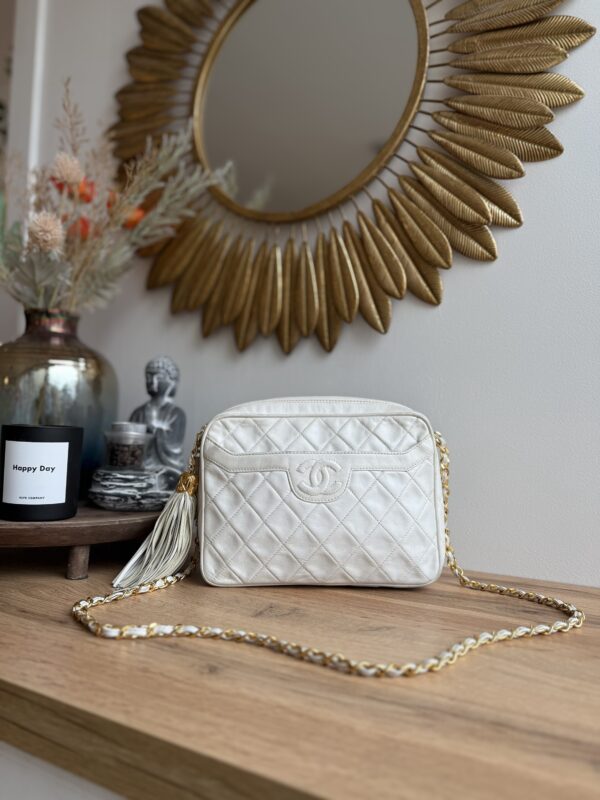 Chanel Tassel Camera Bag Lambskin White