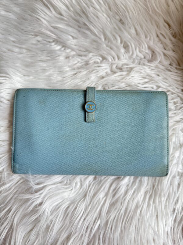 Chanel Long Wallet Blue Caviar Leather