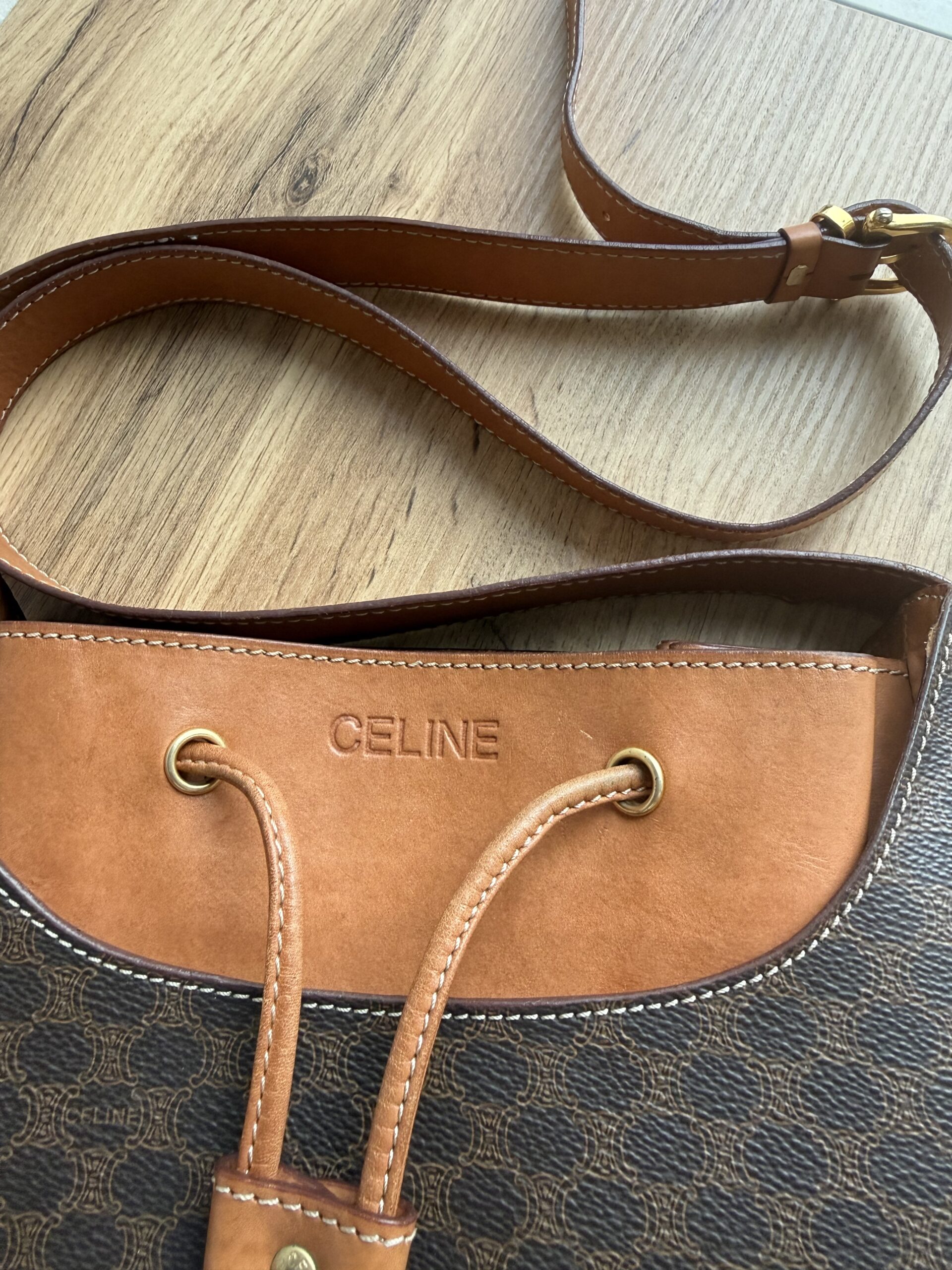 CELINE Vintage Macadam Bucket Bag - Image 9