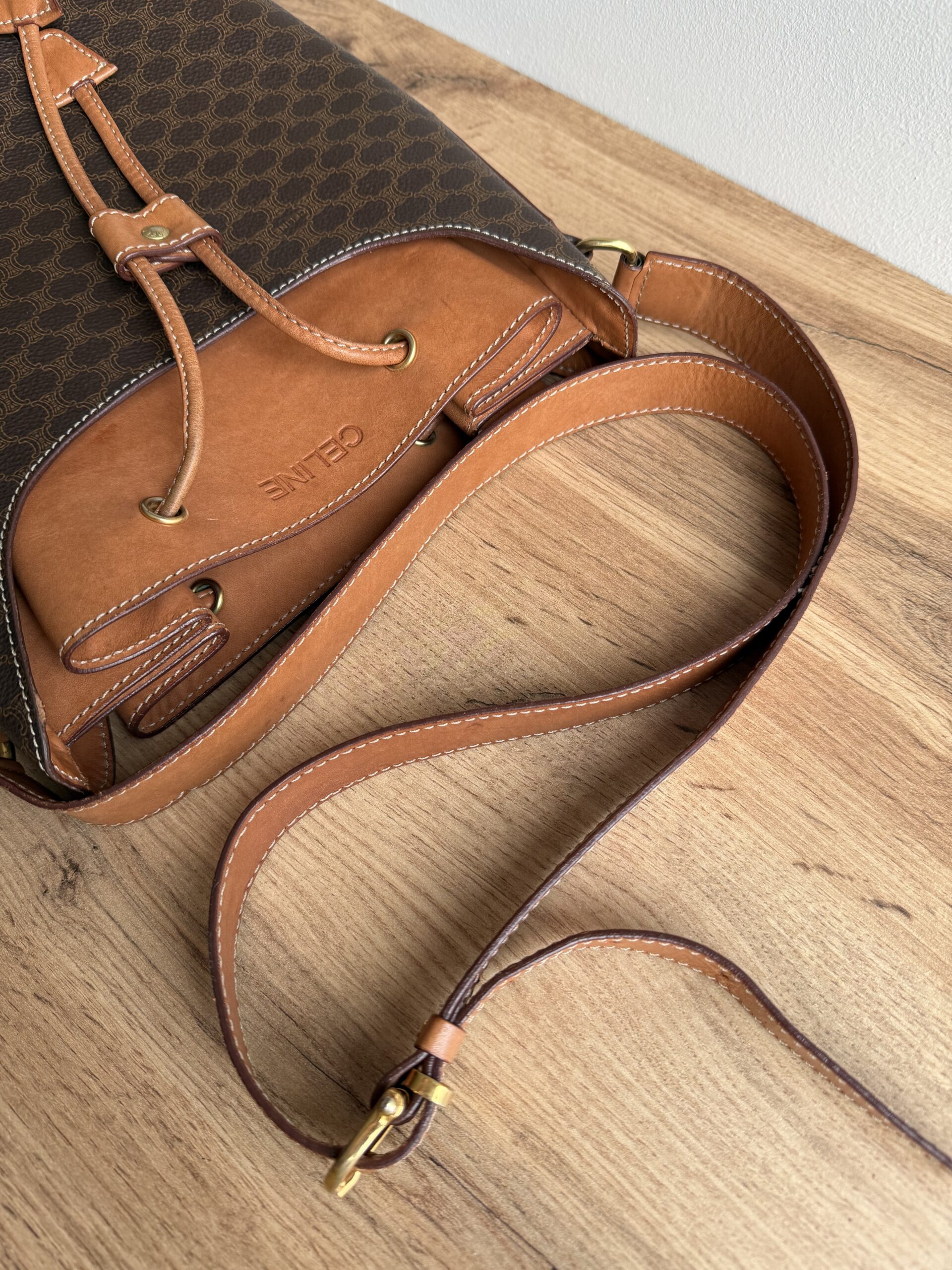 CELINE Vintage Macadam Bucket Bag - Image 10